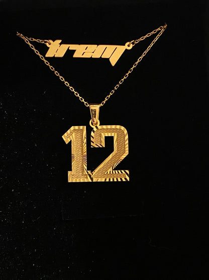 Custom Number Initial Necklace in 14K Gold