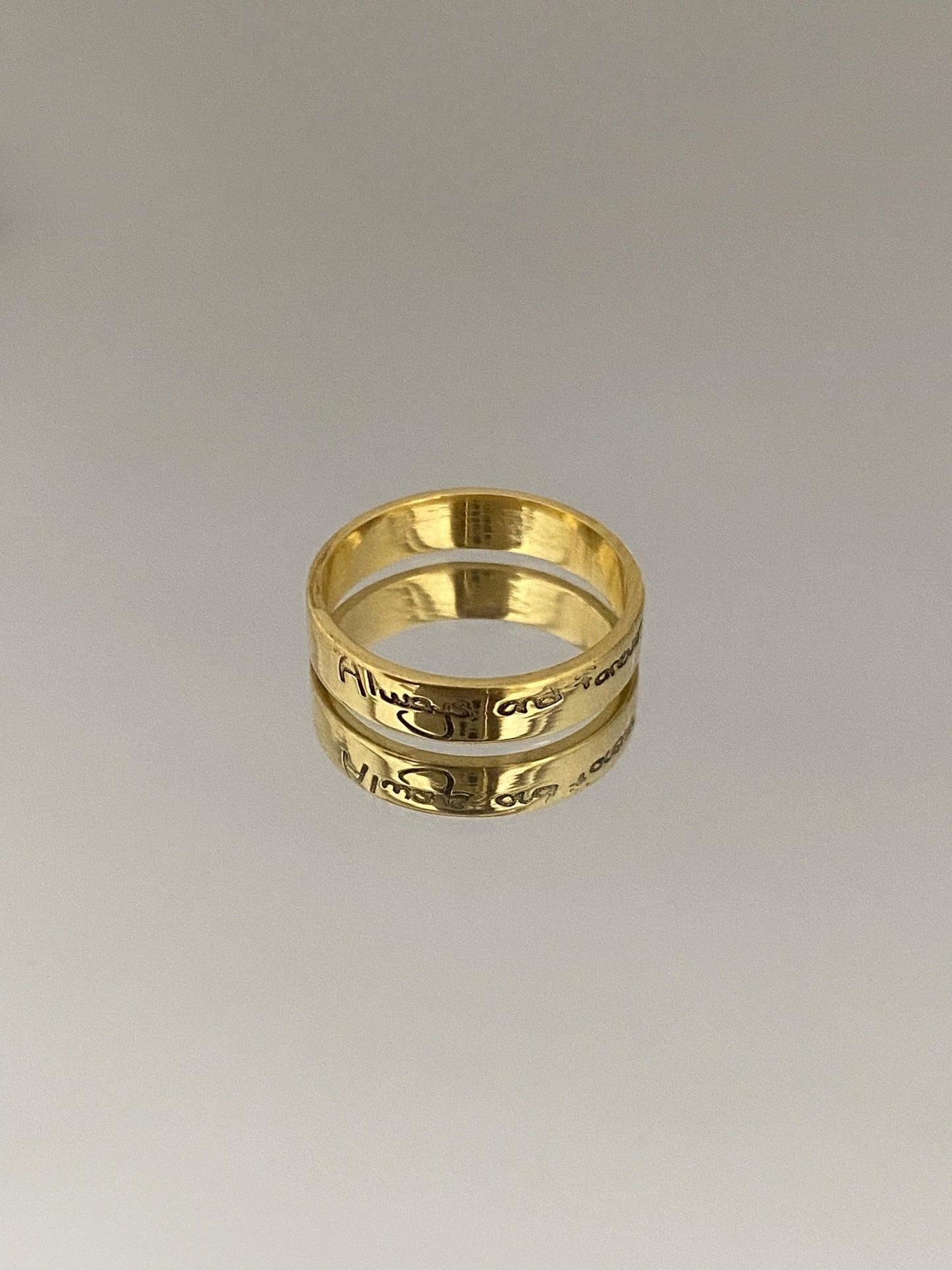 Personalized Handwriting Engraved Ring in 14k Gold