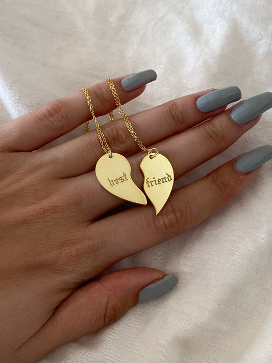 Personalized Couple Heart Necklace Set