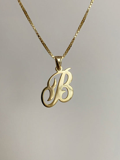 Personalized Gold Initial Necklace with Box Chain