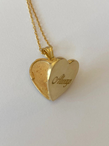 Personalized Gold Heart Locket Necklace