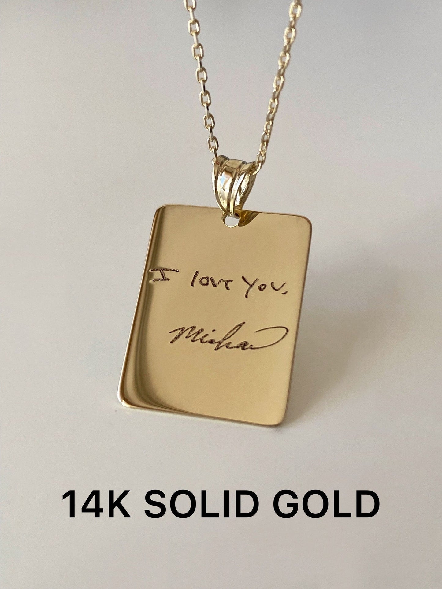 Personalized Handwriting Necklace in 14k Gold