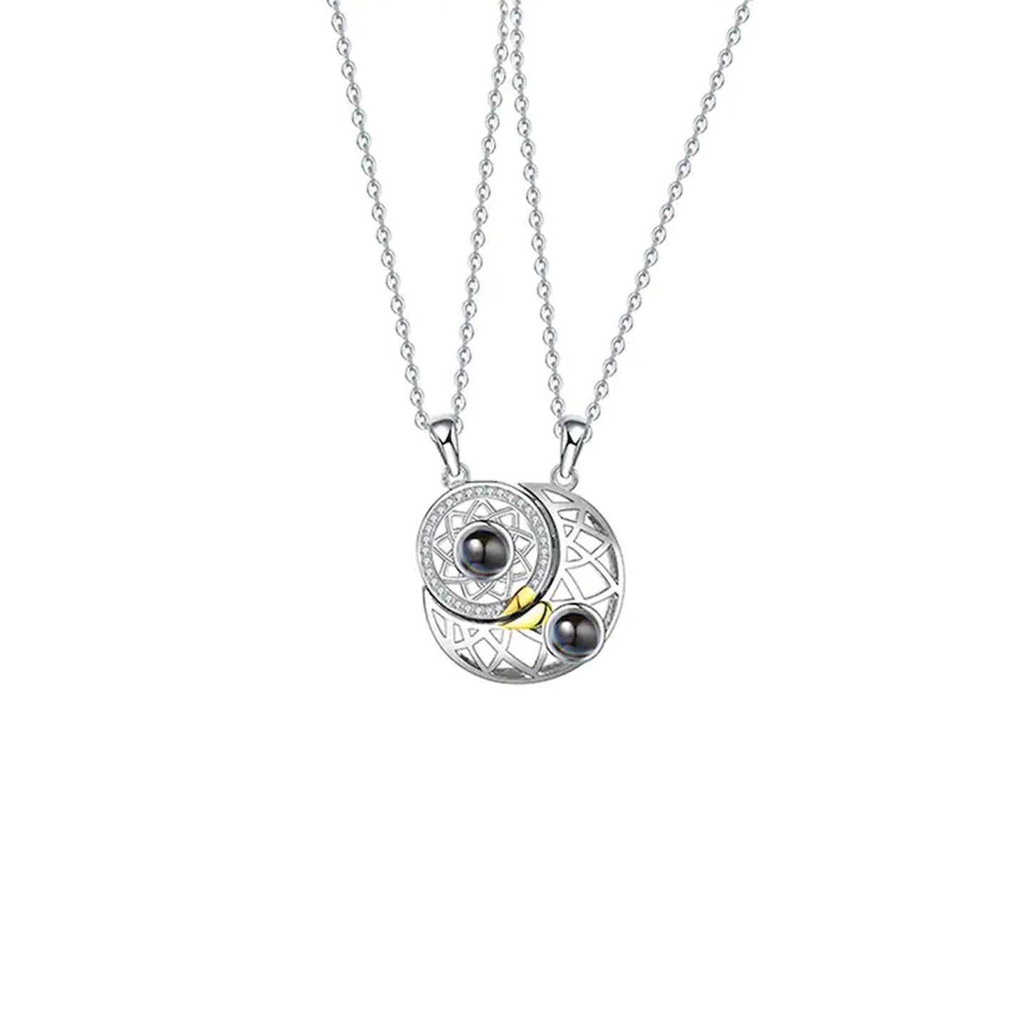 Custom Sun and Moon Photo Projection Necklace