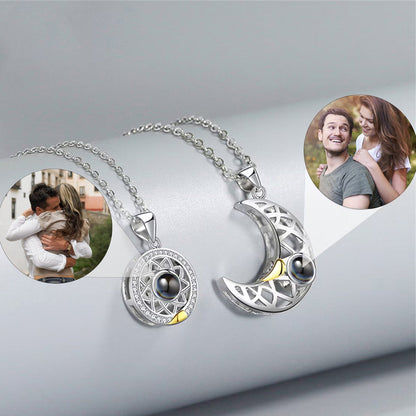 Personalized Sun and Moon Photo Projection Necklace