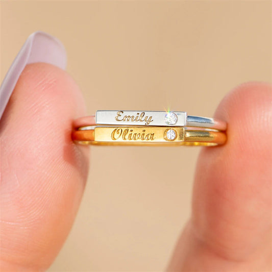 Personalized Birthstone Name Ring for Women