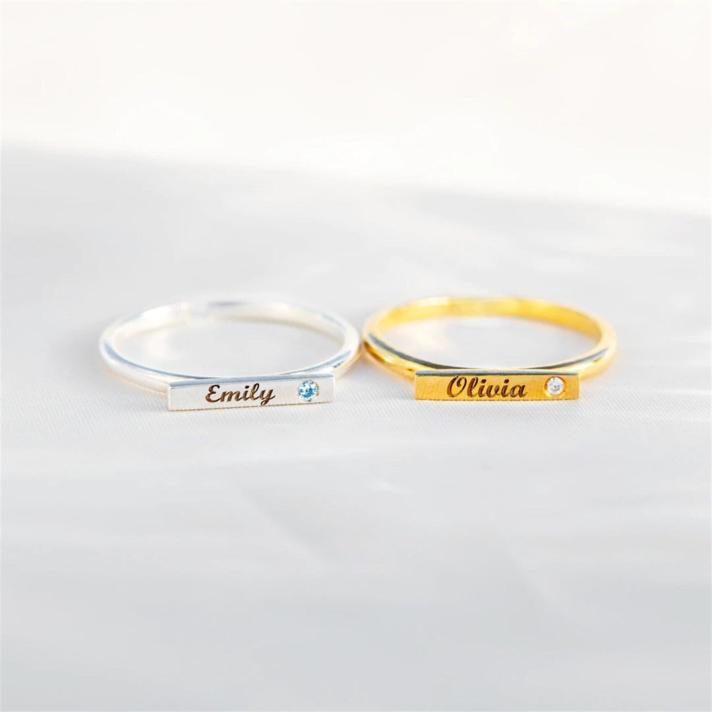 Personalized Birthstone Name Ring for Women