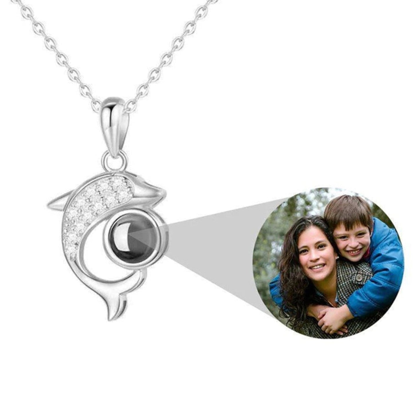 Custom Photo Dolphin Projection Necklace