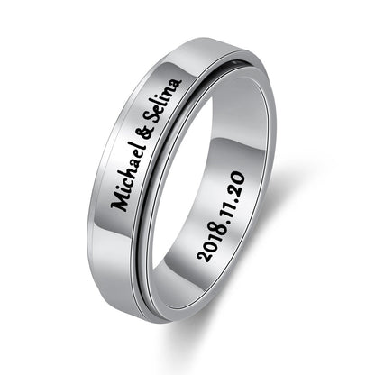 Personalized Titanium Steel Spinner Ring