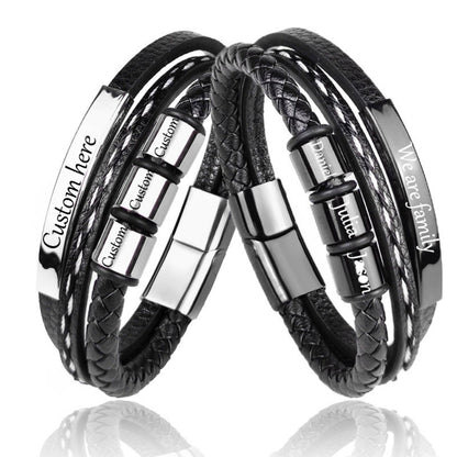 Personalized Black Men's Bracelet with Engravings