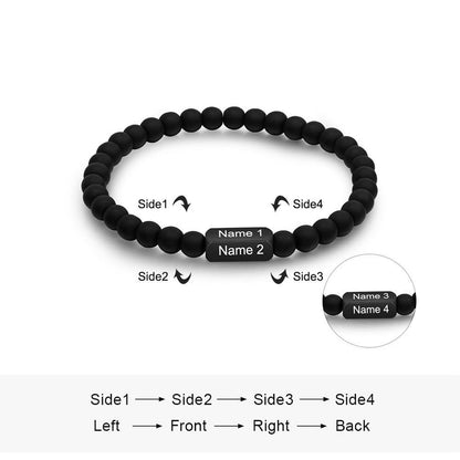 Personalized Black Men's Beaded Bracelet