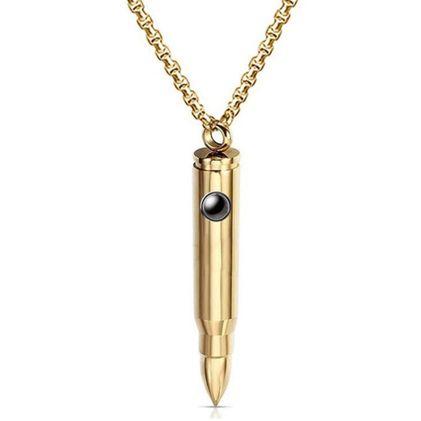 Custom Photo Projection Bullet Necklace for Men