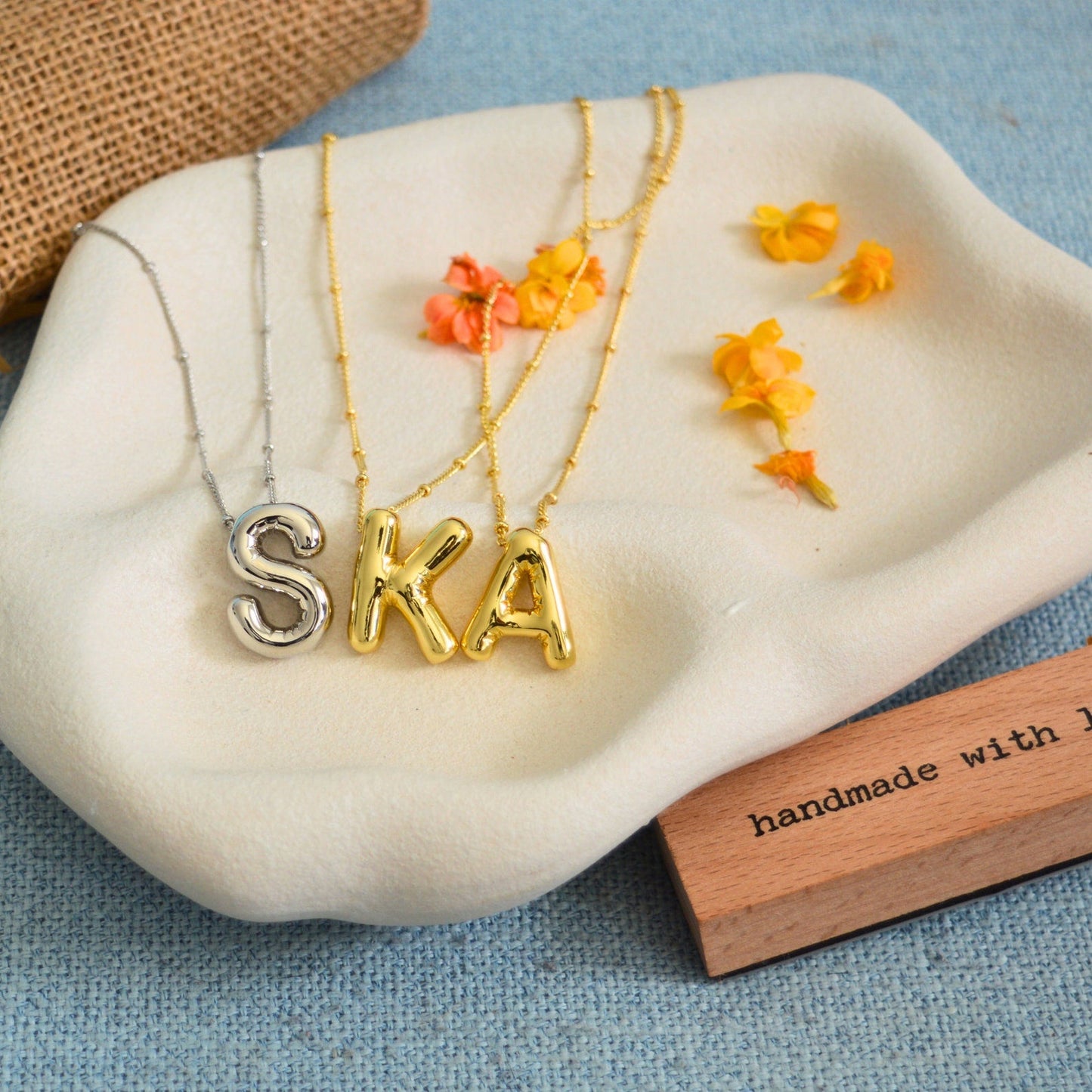 Personalized Gold Balloon Letters Necklace