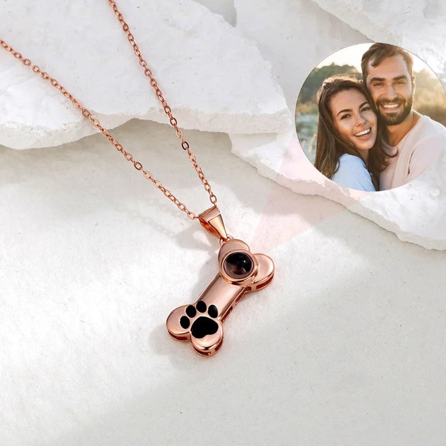 Custom Photo Projection Silver Necklace