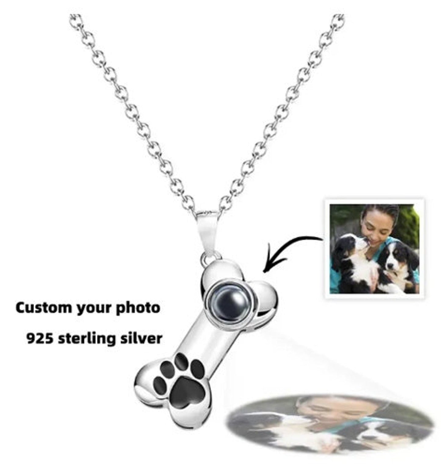 Custom Photo Projection Silver Necklace