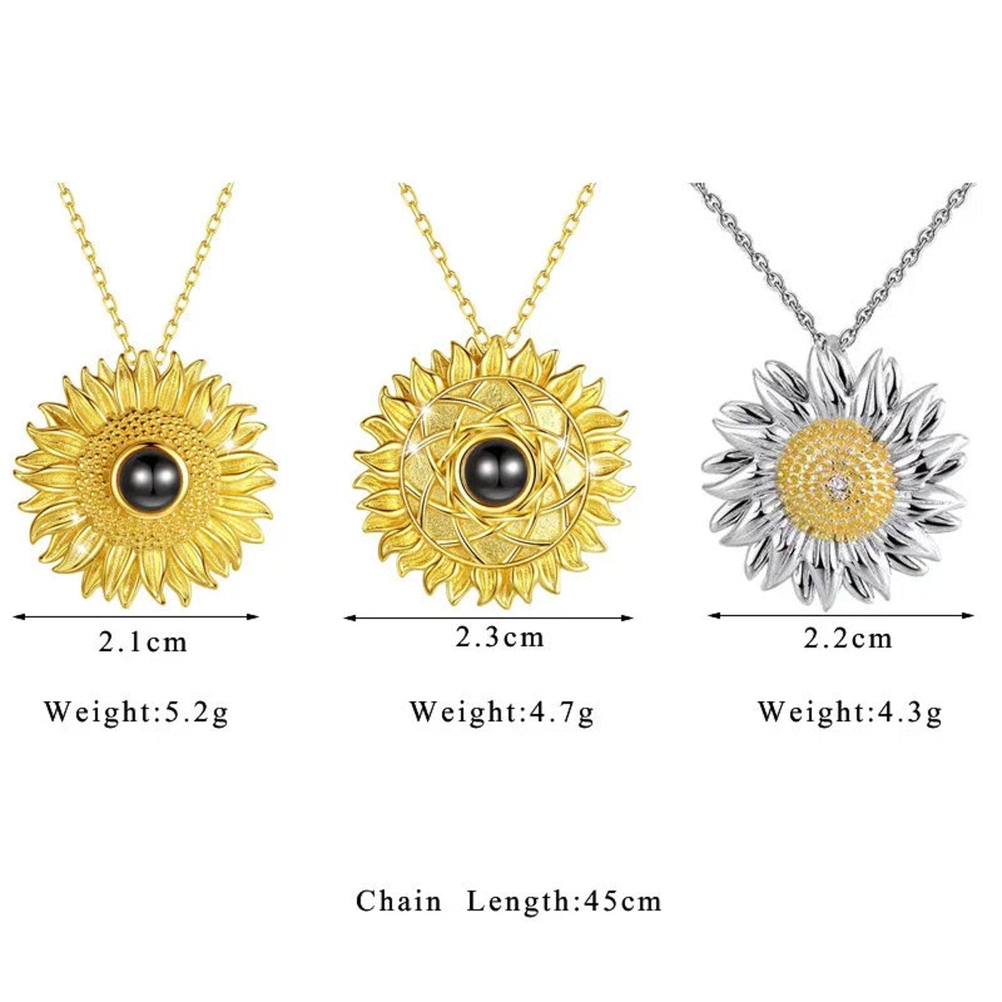 Custom Sunflower Photo Projection Necklace