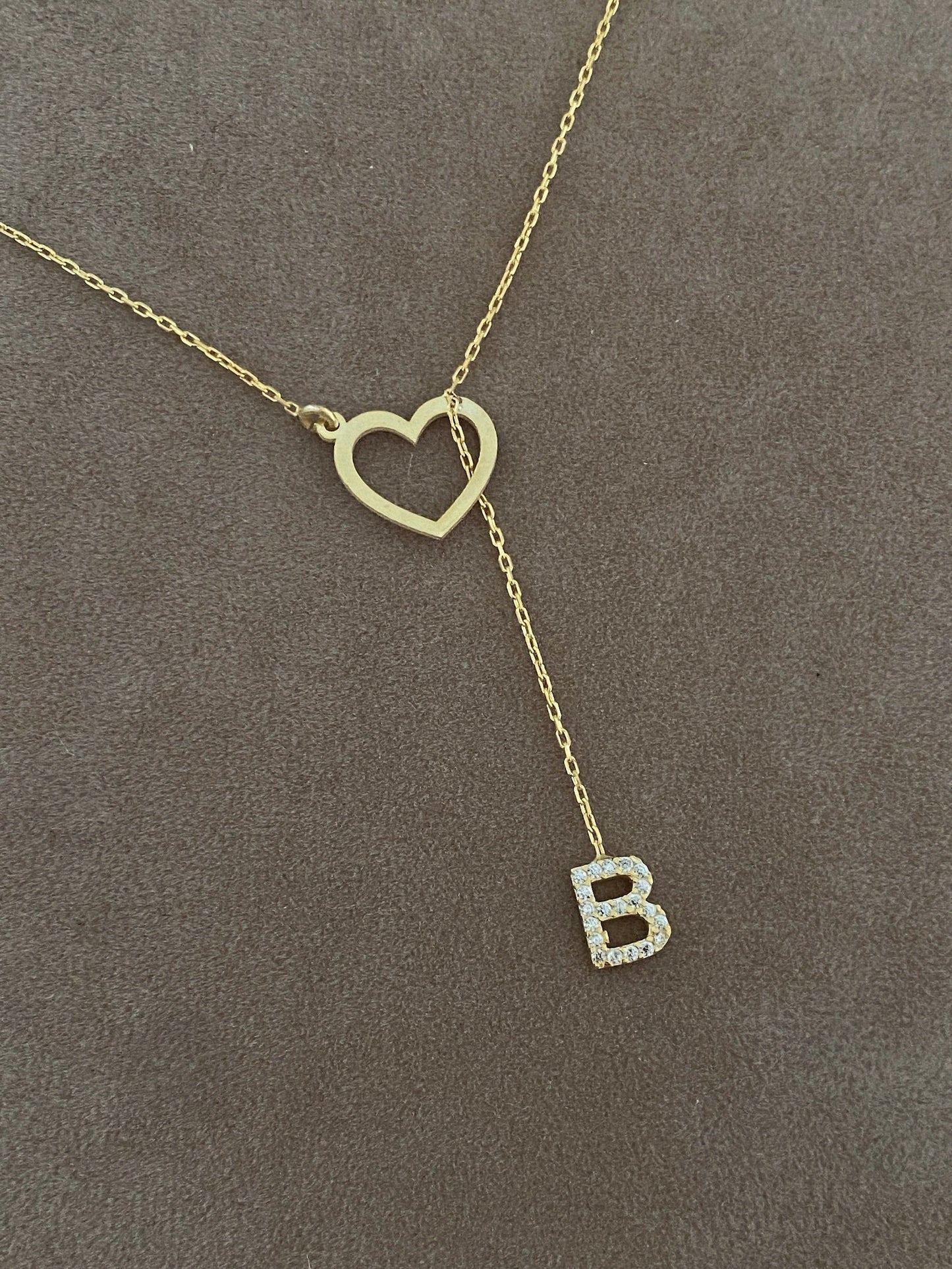 Custom Initial Heart Necklace in Sterling Silver