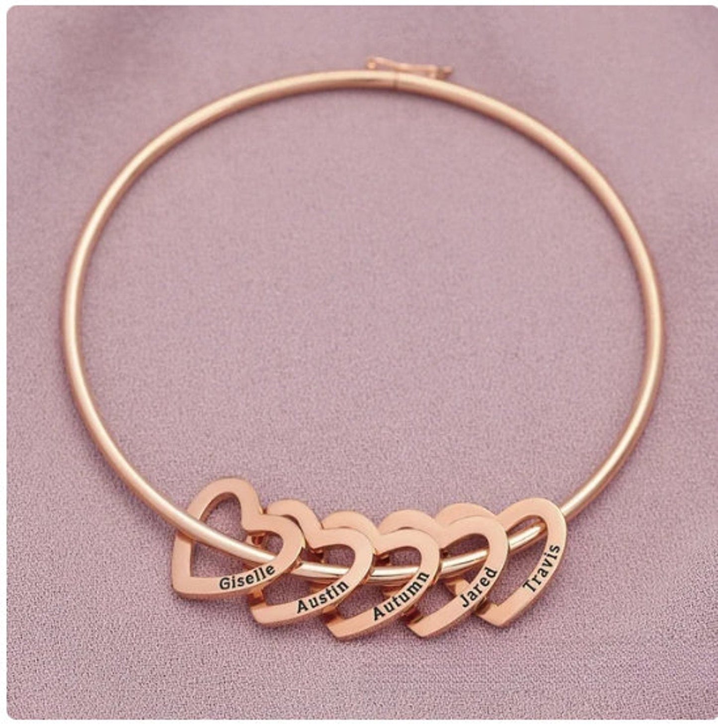 Personalized Name Bangle with Hearts