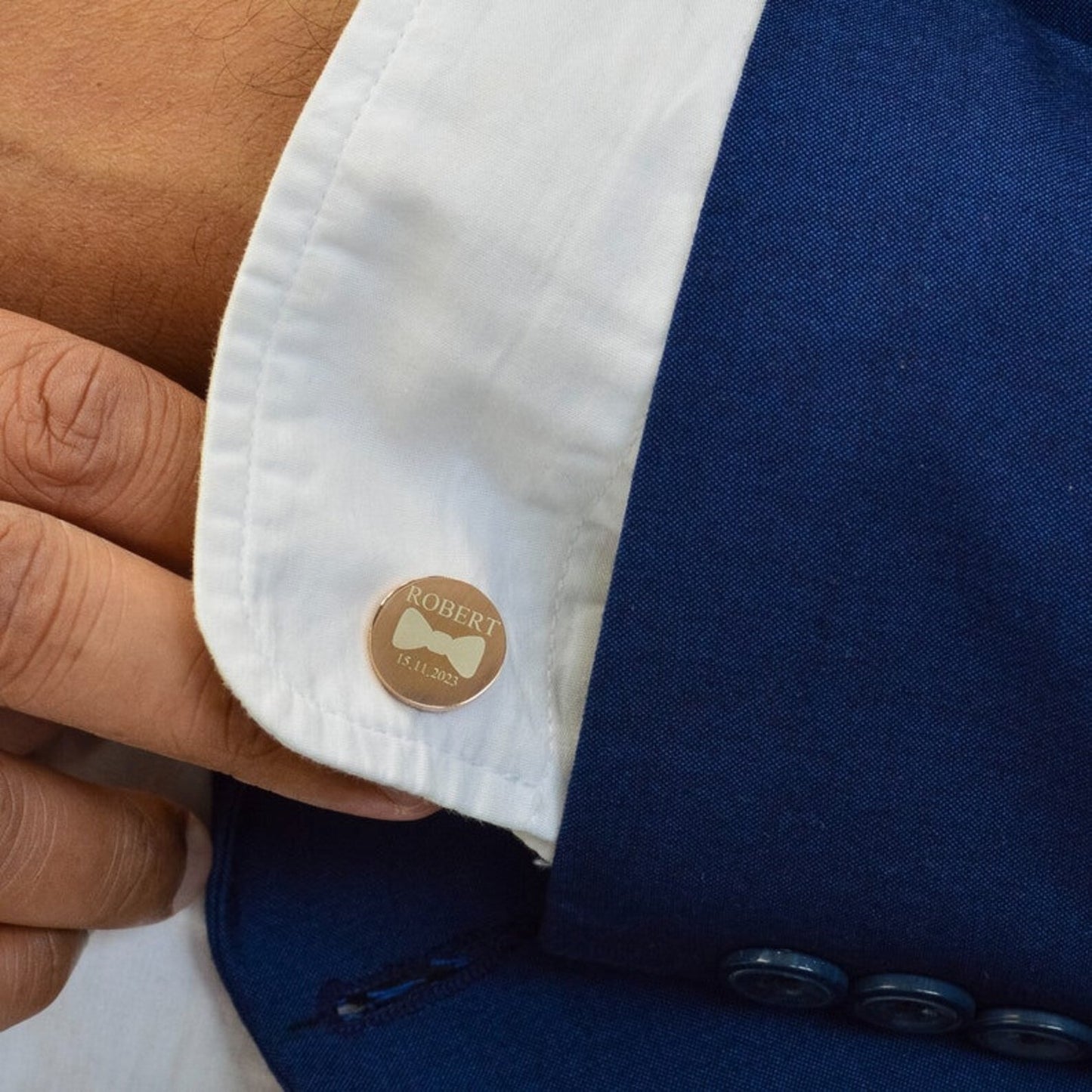 Personalized Initial Cufflinks with Wooden Box