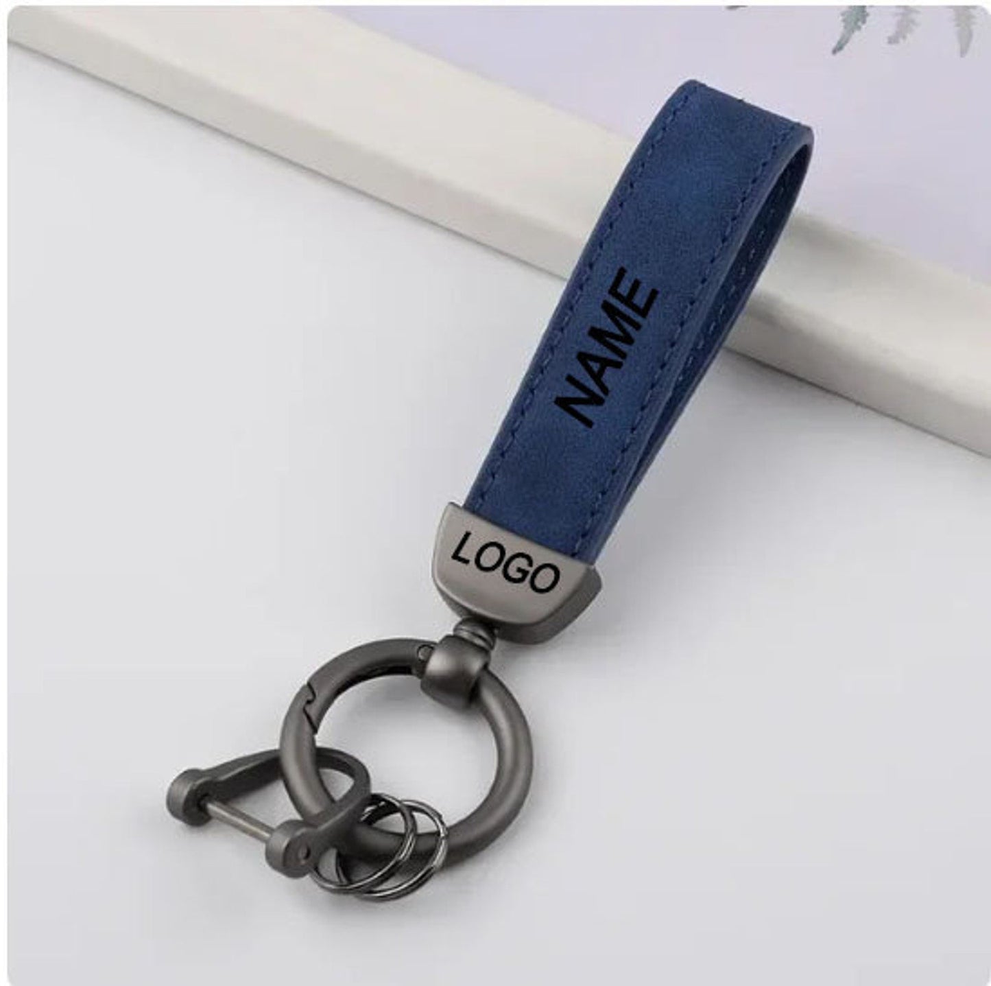 Personalized Engraved Nubuck Leather Keychain