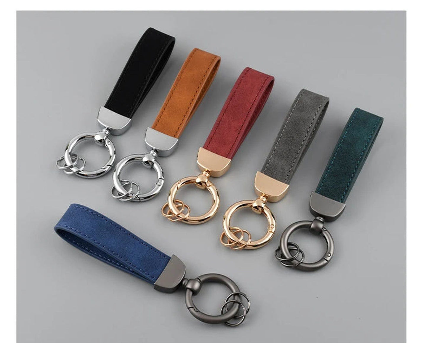 Personalized Engraved Nubuck Leather Keychain