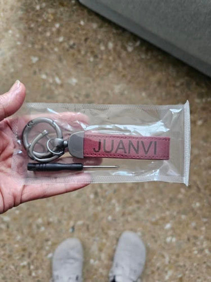 Personalized Engraved Nubuck Leather Keychain