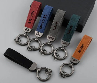 Personalized Engraved Nubuck Leather Keychain