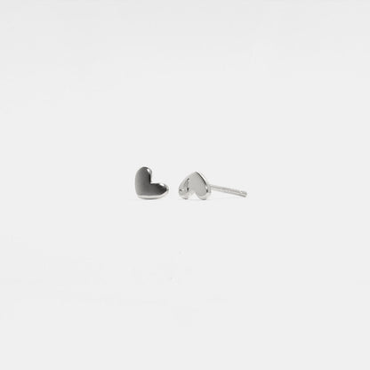 Tiny Gold Heart Stud Earrings in Sterling Silver