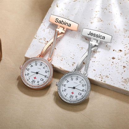 Personalized Nurse Pocket Watch with Diamond