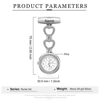 Personalized Nurse Pocket Watch with Diamond