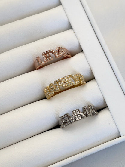 Personalized Diamond Name Ring in 14k Gold