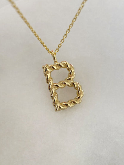 Custom 14k Gold Twist Letter Necklace