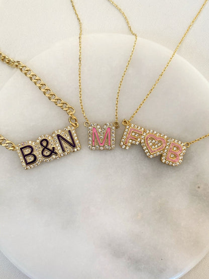 Colorful Personalized Crystal Name Necklace