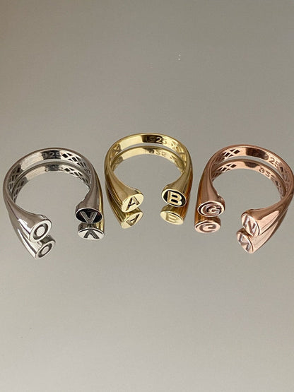 Personalized Double Initials Ring for Couples