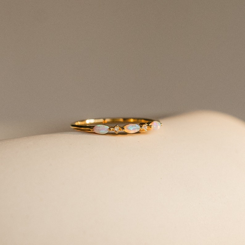 Dainty Gold Opal Marquise Ring