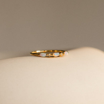 Dainty Gold Opal Marquise Ring