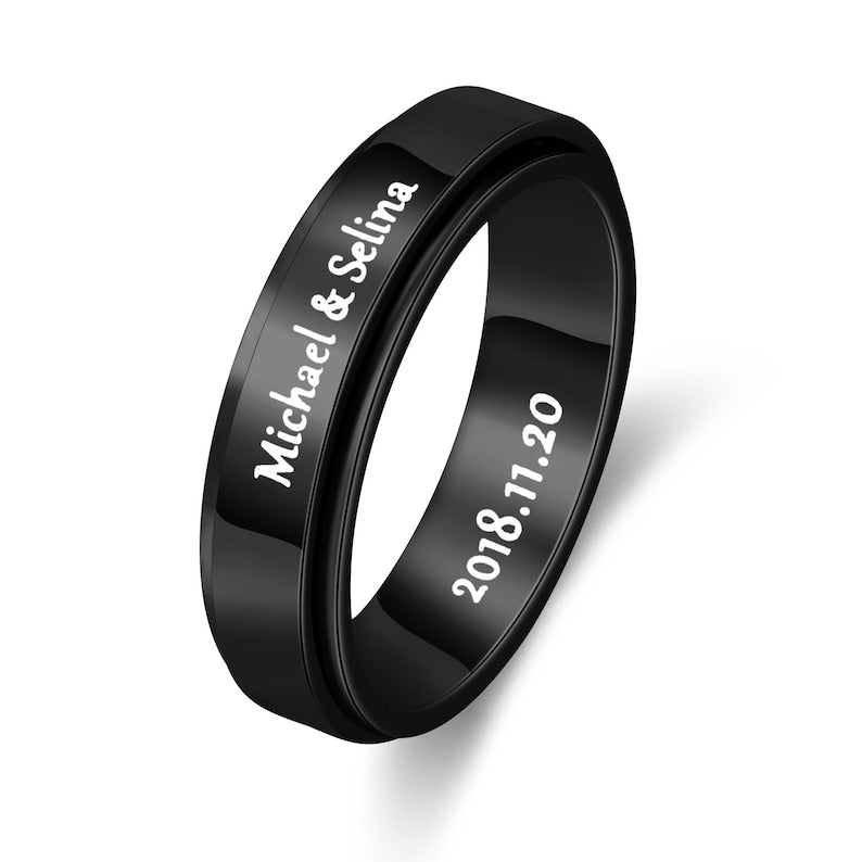 Personalized Titanium Steel Spinner Ring