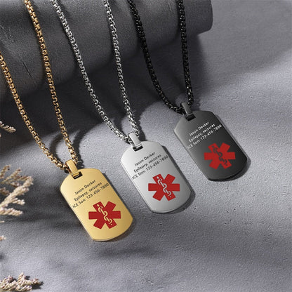 Personalized Stainless Steel Medical Alert Necklace