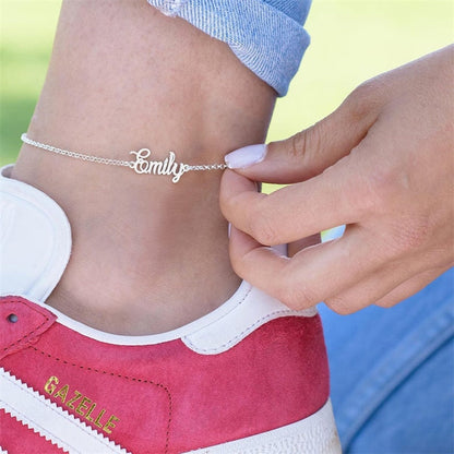 Custom Dainty Name Anklet in Silver