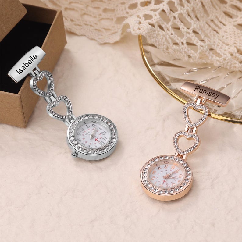 Personalized Nurse Pocket Watch with Diamond