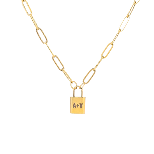 Personalized Initial Lock Pendant Necklace