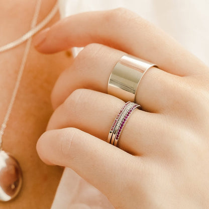 Personalized July Birthstone Stacking Ring