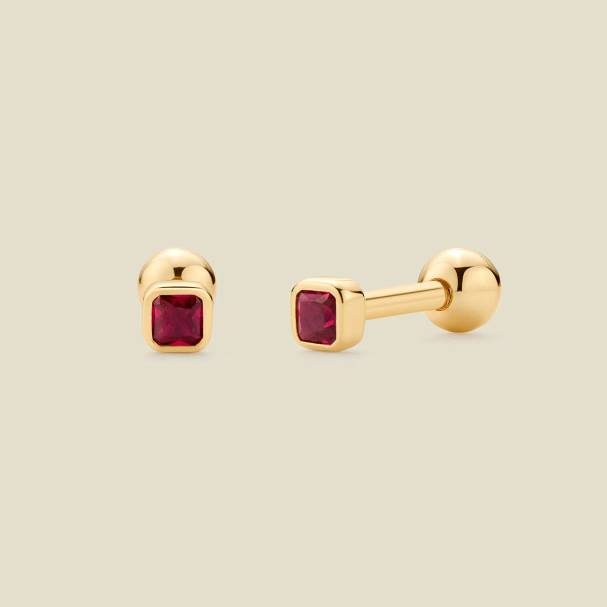 Personalized July Birthstone Stud Earrings