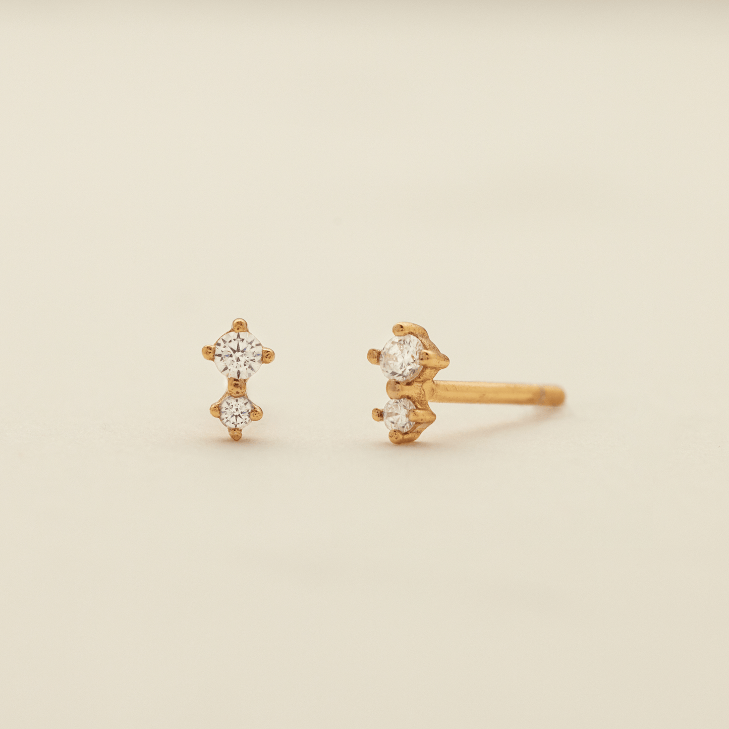 Double Stone Stud Earrings