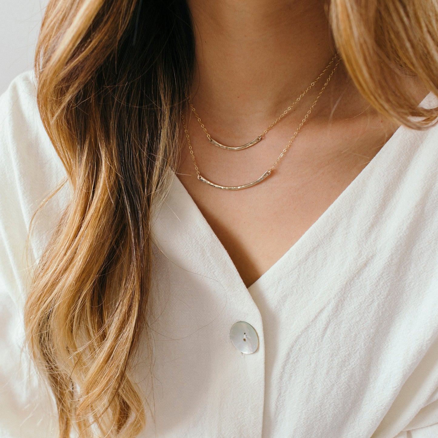 Mini Hammered Crescent Bar Necklace | Final Sale