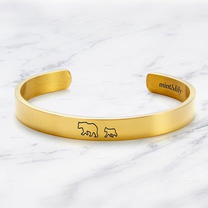 Engraved Mama Bear Cuff Bracelet