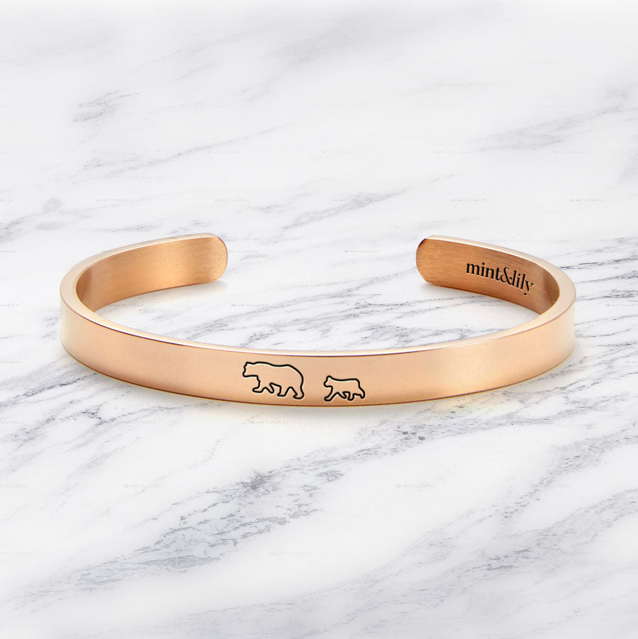 Engraved Mama Bear Cuff Bracelet