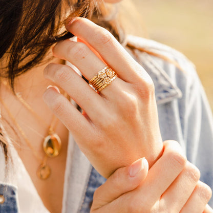 Personalized October Flower Ring