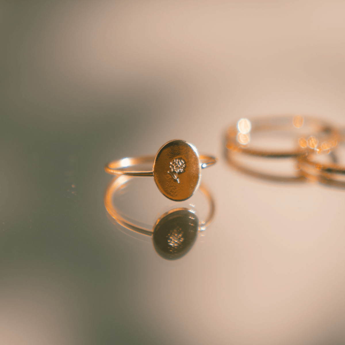 Personalized Oval Initial or Flower Ring