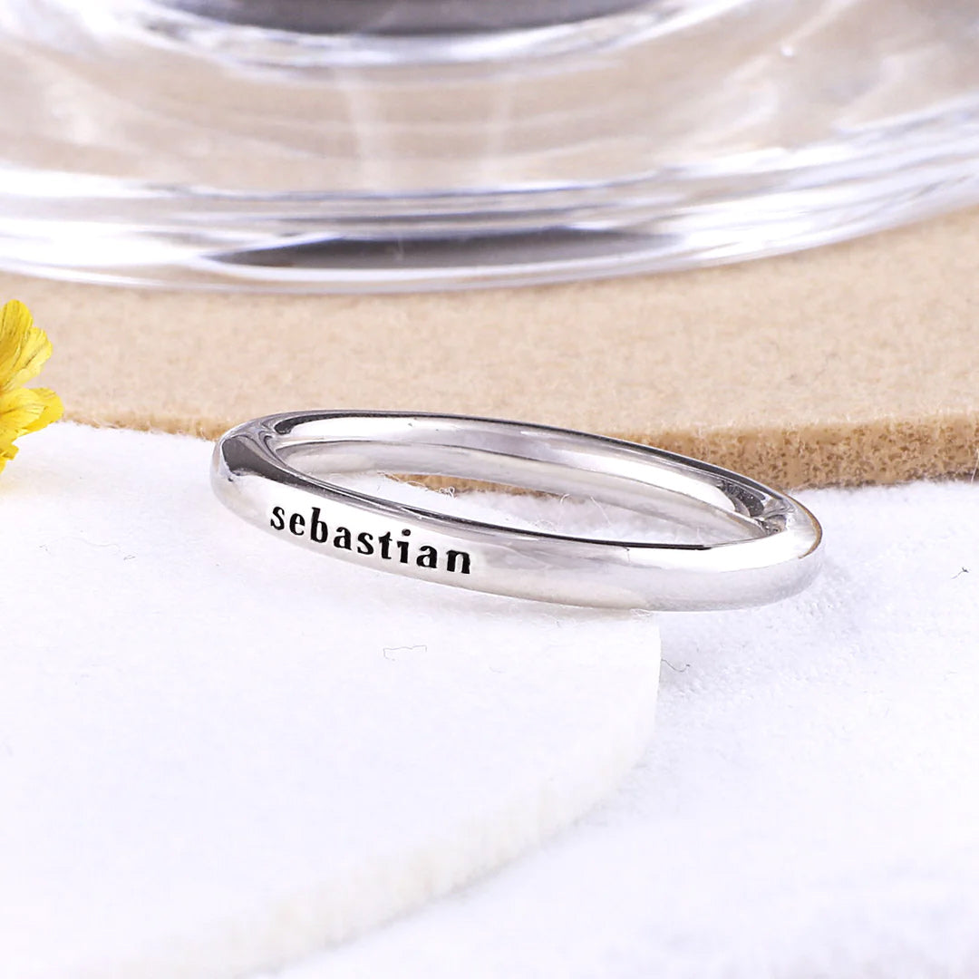 Personalized Stackable Name Ring in Silver