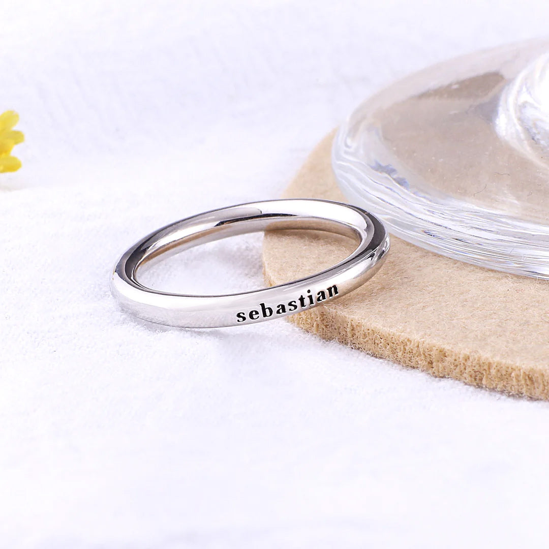 Personalized Stackable Name Ring in Silver